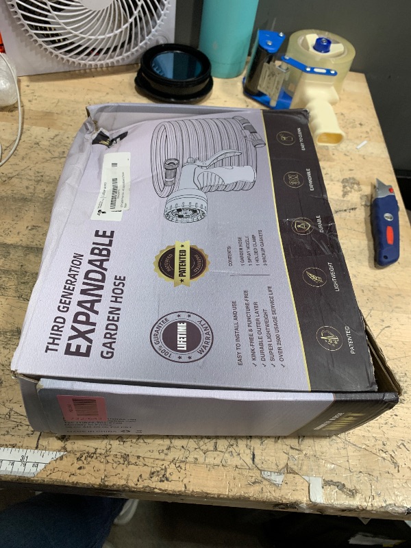 Photo 1 of 100 ft Garden Hose - Kink Free Flexible Water Hose 100ft with 10 Pattern Spray Nozzle, 3/4 Solid Brass Connectors, Water Hoses Leakproof, Easy to Move & Store