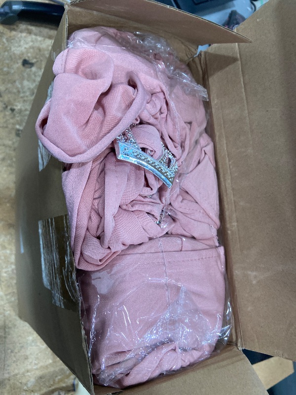 Photo 1 of 100 Pcs Spandex Chair Sashes with Crown Buckle Slider Stretch Chair Bands Cover Ties for Wedding, Banquet, Gala, Corporate Event, Birthday Party, Baby Shower(Dusty Pink)