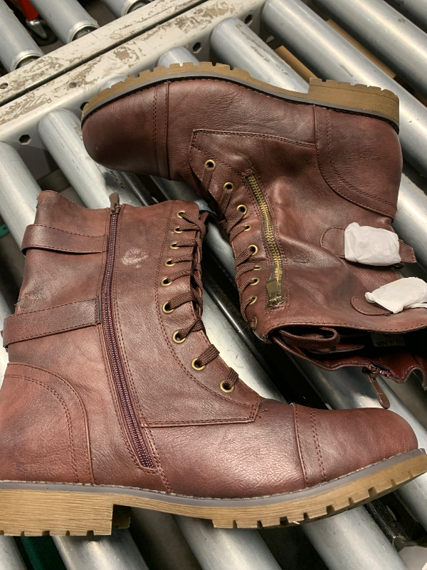 Photo 1 of (used)(please see all images) DREAM PAIRS Women's Winter Combat Boots, Comfortable Warm Faux Fur Lined Outdoor Lace-Up Mid Calf