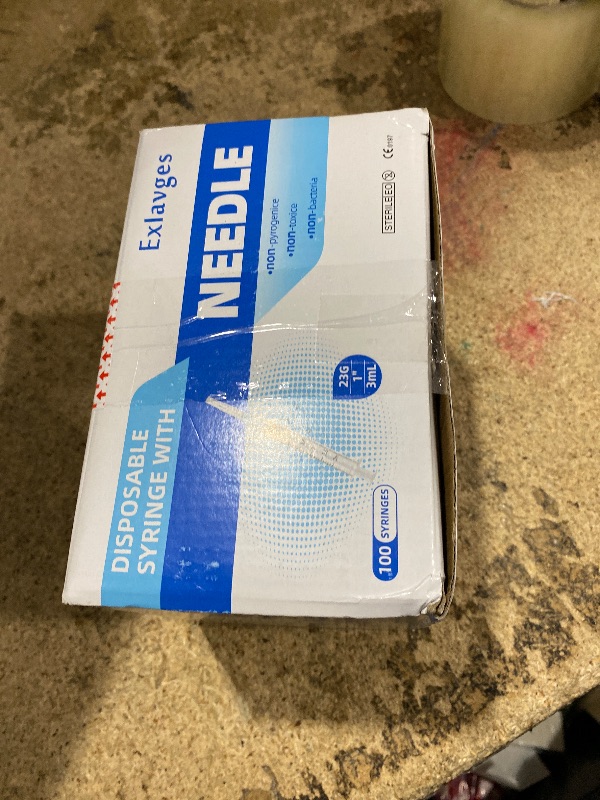 Photo 1 of 100 Pack Disposable 3ml/cc Lab Syringes with 23Ga 1 Inch Needle Luer Lock, Individually Sealed Packed