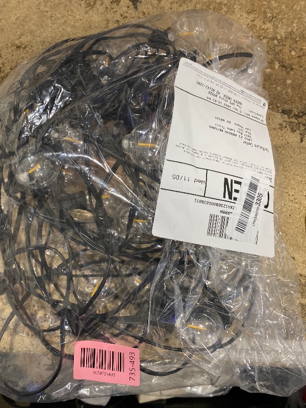 Photo 1 of **PARTIALLY WORKS/ PARTIALLY DOESN'T**** Ollny 50FT Outdoor String Lights, Waterproof Connectable Shatterproof Outside Light with 25 Edison + 2 Spare LED Bulbs Plug in, Patio Lights for Indoor Balcony Porch Camping Deck