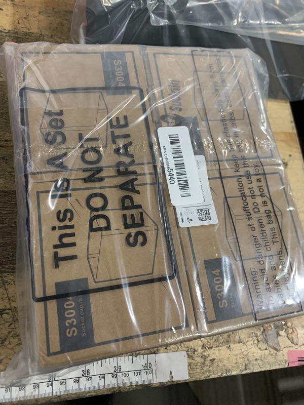 Photo 1 of ***PARTIAL SET/ MISSING 2 PCS** Suclain 4 Pcs Wall Mounted Organizer Non-Drilling Adhesive Floating Shelf White Wall Bin Organizer Hanging Storage Containers for Bedroom Bathroom Kitchen Office