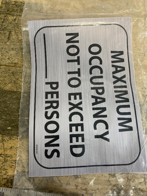 Photo 1 of (2 pack) Maximum Occupancy Sign 7" x 10" Self Adhesive Vinyl Stickers Decal Restaurant or Business