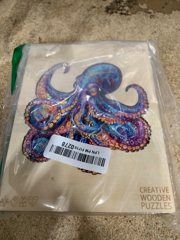 Photo 1 of ****MISSING ASSEMBLY PIECES**** Jigfoxy Wooden Puzzles for Adults, Octopus Wood Puzzles Adult, Unique Animal Shape Wooden Jigsaw Puzzles for Adults, Birthday Gifts for Puzzle Lovers, Family (M-11.4 * 11.3in-190pcs)
