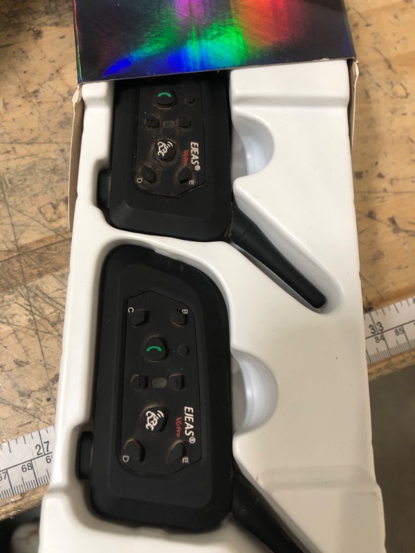 Photo 1 of ***USED** EJEAS V6 Pro Motorcycle Bluetooth Headset, Upgraded 2 Riders Intercom Helmet Communication System with Auto-Answering Call and Noise Reduction for Motorcycling Skiing and Climbing (2 Pack)