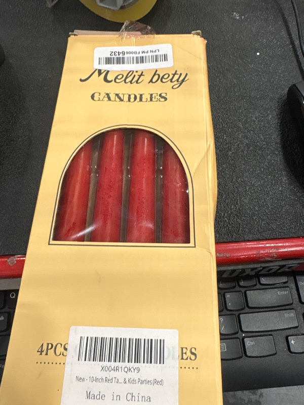 Photo 1 of 10-Inch Red Taper Candles Set of 4 - Hand-Poured Colored Tall Candles, Smokeless & Odorless, Drip-Free, 7-8 Hour Burn Time, Perfect for Dates, Dinners, Christmas, Birthdays & Kids Parties (Red)
