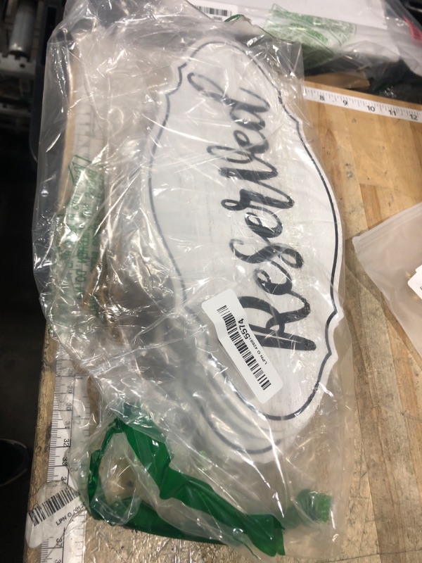 Photo 1 of 12 Inch 6 Pack Hanging Reserved Signs Wooden Signs for Wedding Reserved Seating for Chairs-Black Lettering