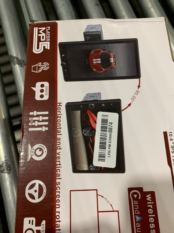 Photo 1 of 10.4" Single Din Touchscreen Car Stereo with Wireless Carplay& Android Auto, Adjustable Car Radio with Bluetooth, Mirror Link, FM Radio, Subwoofer, SWC, Backup Camera