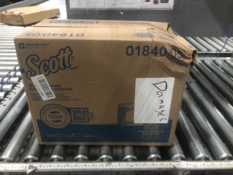 Photo 1 of Scott Professional Universal Multifold Paper Towels, Bulk (01840), Absorbency Pockets, White, 9.2"x9.4" Towel, Compressed, Compact (250 Sheets/Pack, 16 Packs/Case, 4,000 Sheet Total)