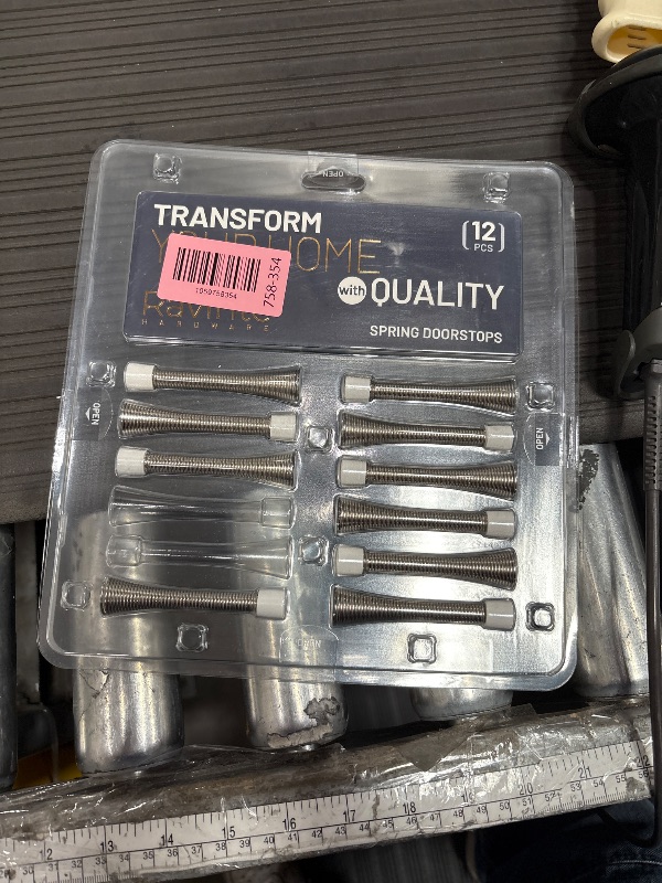 Photo 1 of **MISSING TWO**Ravinte Door Stoppers, 12 Pack Spring Door Stops with Rubber Bumper, Satin Nickel Door Stoppers for Bottom of Door