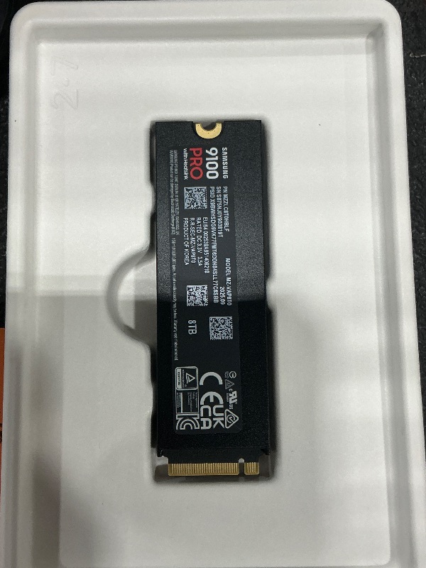 Photo 1 of ***(USED/ UNABLE TO TEST ITEM)***SAMSUNG SSD 9100 PRO with Heatsink 8TB, PCIe 5.0x4 M.2 2280, Seq. Read Speeds Up to 14,800/13,400 MB/s, Best for AI Computing, Gaming, and Heavy Duty Workstations (MZ VAP8T0CW)