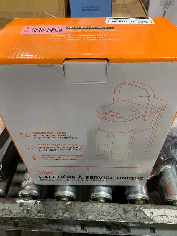 Photo 1 of ***USED*** Tastyle Single Serve One Cup Coffee Maker, for K Cups and Grounds, Mini Coffee Maker with Portable Handle, 6 to 12 Oz Brew Size, for Travel, Camping, Office, RV and Dorm, 120V, Black and Gold