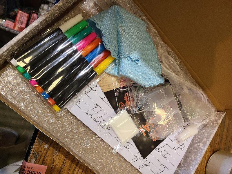 Photo 1 of 16" Led Drawing Board for Kids with 18 Tracing Pages - 4 Modes & Acrylic Led Note Board with 7 Colors, Light up Magic Boards for Art Kit, Birthday & Christmas Gifts for Teenage Girls & Boys, 39PCS