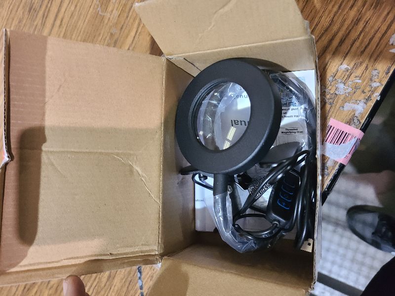 Photo 1 of 10X Magnifying Glass with Light, Clip on Mganifier with Light, 48 LED Desk Magnifying Glass wtih Clamp, 3 Modes Dimmable Magnifying LED Lamps for Bed Work Crafts DIY B