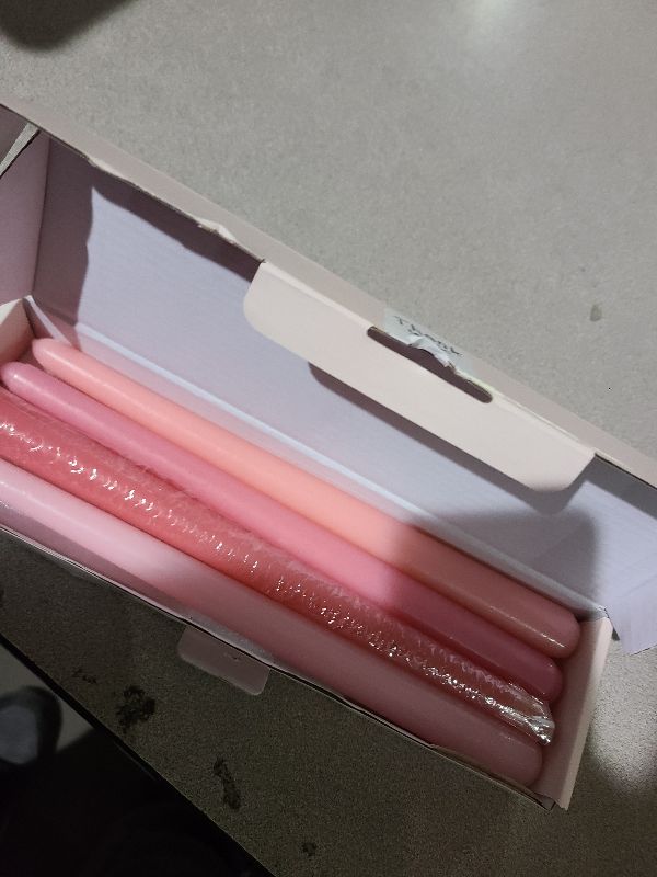 Photo 1 of 10 Inch Gradient-Pink Taper Candles, 4 Packs Unscented Candlesticks for Dinner, Wedding, Valentine’s Day and Home Decoration, Dripless and Smokeless, 8-10 Hours Burn