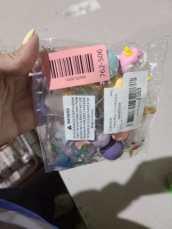 Photo 1 of 18 PCS Unicorn Cake Topper, Unicorn Rainbow Cake Decorations with Rainbow Stars Unicorn Foil Firework Balls Happy Birthday Cake Decorations (Style 1)