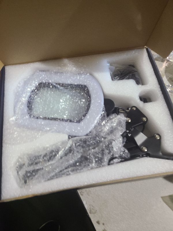 Photo 1 of 12X Square Magnifying Glass with Light and Stand with 144 LEDs Brightiness, 5 Color Modes Hands Free Lighted Magnifying Glass, 10 Dimmable Brightness Magnifying Desk Lamp for Close Work Craft Reading