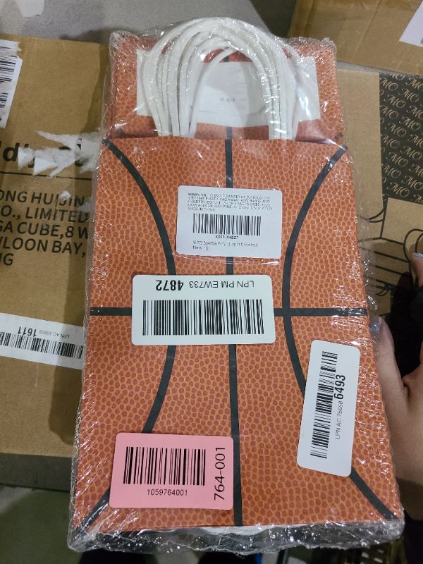 Photo 1 of 16 PCS Basketball Party Gift Bags for Basketball Party Supplies Birthday Decor Decorations, Party Favor Goody Treat Candy Bag Basketball Pattern Gift Bag, Birthday Party Supplies for Kid Adult