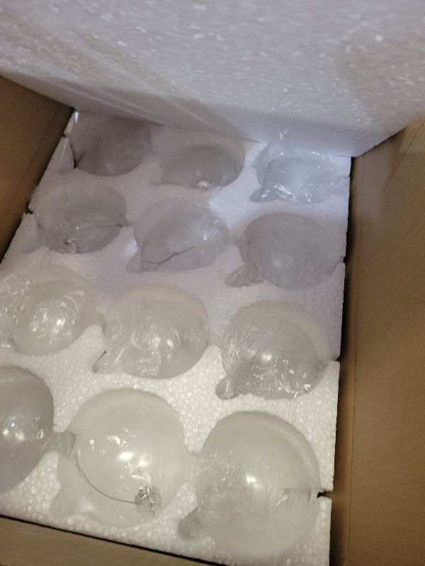 Photo 1 of 12 Pcs Clear Glass Ornament Balls,Removable Clear Hanging Ball,Xmas Fillable Balls for DIY Craft,Christmas Party,Xmas Tree,Wedding Decor(3.15 in)