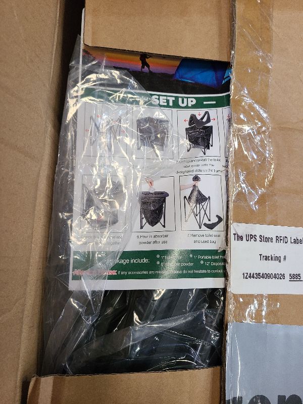 Photo 1 of 15.6'' Portable Toilet for Camping, Ultralight Foldable Camping Toilet 2-Second Setup, 350LBS Portable Potty for Adults, Compact for Camping, Hiking, RV Travel, Trucker, Fishing, Beach, Outdoor Use