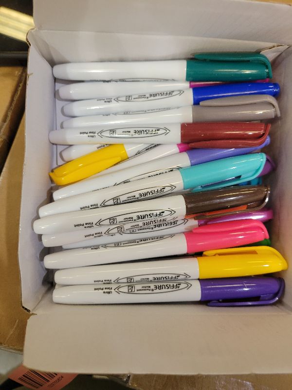 Photo 1 of Affisure Permanent Markers, Ultra Fine Point Markers Set, 30 Assorted Colors Work on Wood, Plastic, Paper, Metal, Stone, Glass for the Artist?Kids?Adult, 30 Count