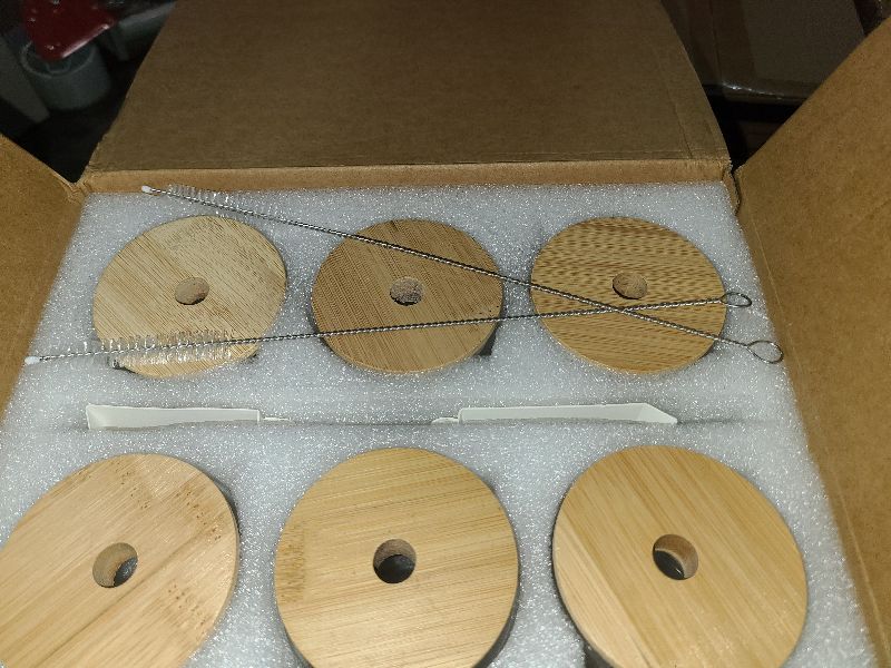 Photo 1 of [ 6pcs Set ] Glass Cups with Bamboo Lids and Glass Straw - Beer Shaped Drinking Glasses, 16 oz Iced Coffee Glasses, Cute Tumbler Cup for Smoothie, Boba Tea, Whiskey, Water - 2 Cleaning Brushes