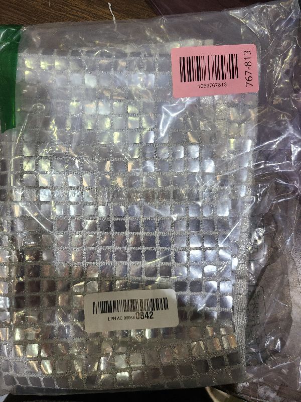 Photo 1 of 12 x 72 Inches Glitter Disco Table Runner - Retro 70s 80s Theme Decor - Silver Sequin - Bachelorette & Wedding Party Supplies