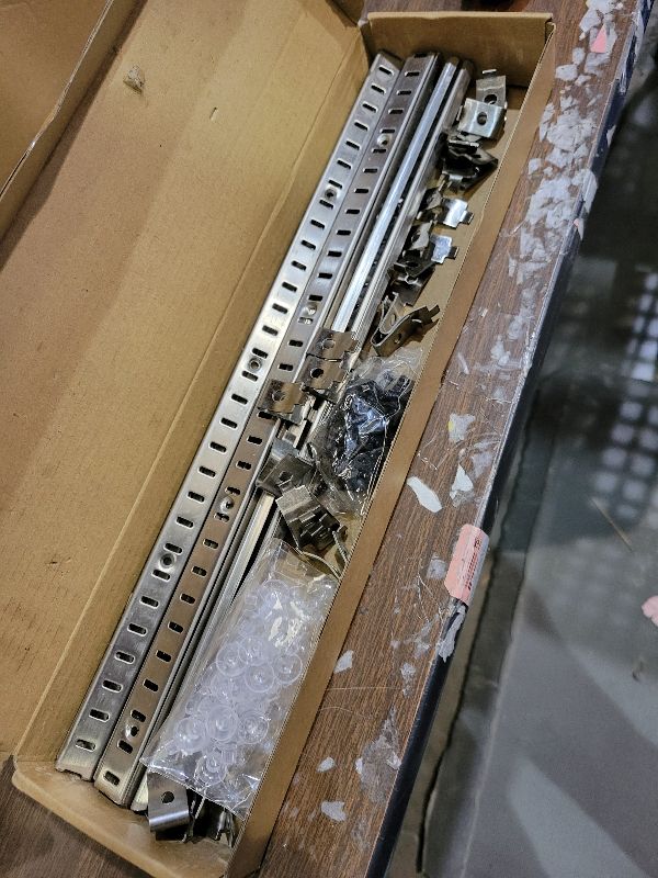 Photo 1 of 12 Pcs 16 Inch Shelf Pilaster Tracks with 24 Pcs Shelf Clips Adjustable Metal Rail Mortise Mount Pilaster Strip for Wall Bookcases Shelving System Closet Organization