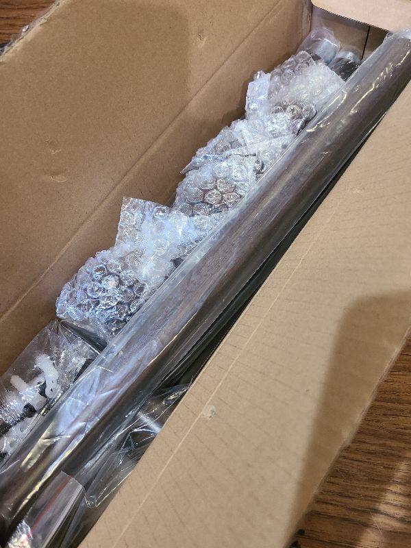 Photo 1 of 2 Pack Deep Walnut Wood Grain Curtain Rods for Windows 28 to 48 Inches 1" Diameter Heavy Duty Window Curtain Rod Adjustable with Solid Finials for Living Room Bedroom Kitchen Farmhouse Outdoor