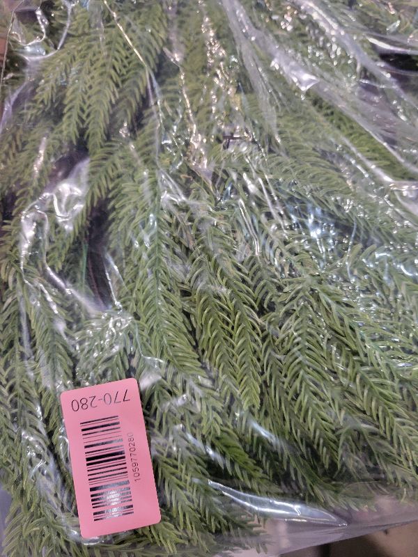 Photo 1 of 2-Pack 6FT Artificial Norfolk Pine Christmas Garland - Real Touch PE Faux Greenery, Waterproof Indoor Outdoor Decor for Mantel, Staircase, Fireplace, Front Door, Holiday Xmas Decoration