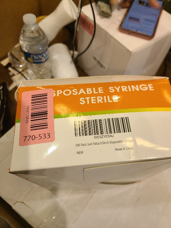 Photo 1 of 100 Pack 1ml Syringes with Needle-30Ga 0.5 Inch, Individually Sealed Packaging