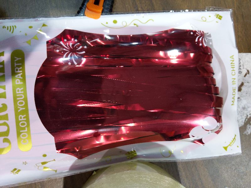 Photo 1 of 2 Pack Red Tinsel Backdrop, 3.28 FT x 7.05 FT Fringe Curtains, Red Foil Tinsel Party Streamer Backdrop Curtains for Valentines Day, Wedding Photo Backdrop Party Decorations for Wedding Anniversaries