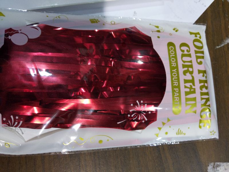 Photo 1 of 2 Pack Red Tinsel Backdrop, 3.28 FT x 7.05 FT Fringe Curtains, Red Foil Tinsel Party Streamer Backdrop Curtains for Valentines Day, Wedding Photo Backdrop Party Decorations for Wedding Anniversaries