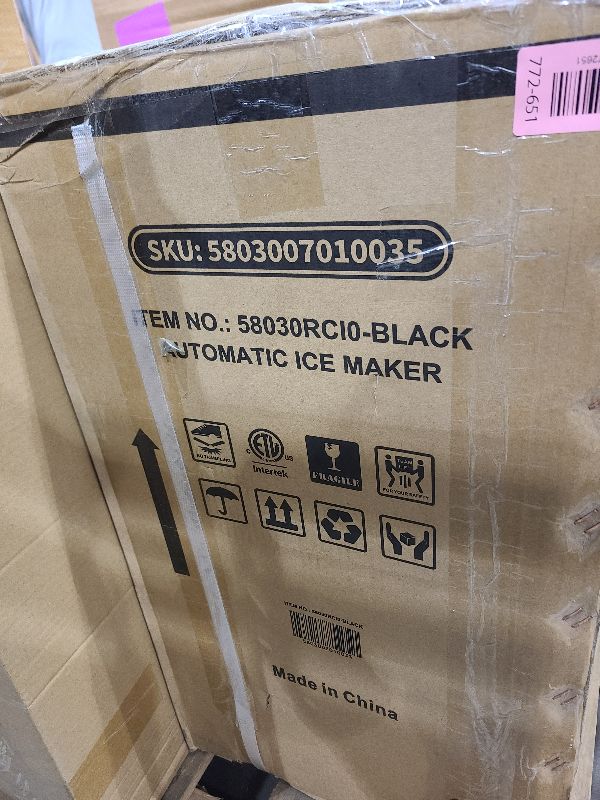 Photo 1 of 13.19 in. Commercial Ice Maker 80 lbs./24 H 12-Storage Ice Maker Machine 32-Ice Full Size Cubes Freestanding Black