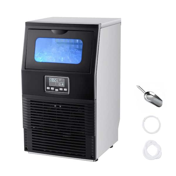Photo 1 of 13.19 in. Commercial Ice Maker 80 lbs./24 H 12-Storage Ice Maker Machine 32-Ice Full Size Cubes Freestanding Black
