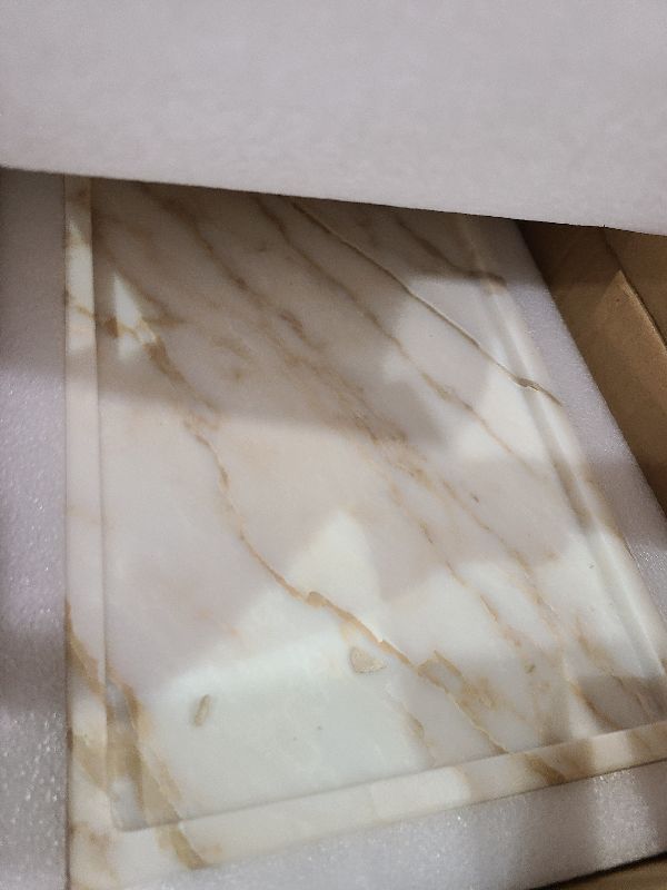 Photo 1 of 100% Natural Marble Serving Tray Luxury Marble Storage Tray for Home Decor Stone Tray for Bathroom/Kitchen/Vanity/Dresser,Plate Holder for Tissues, Candles, Towel