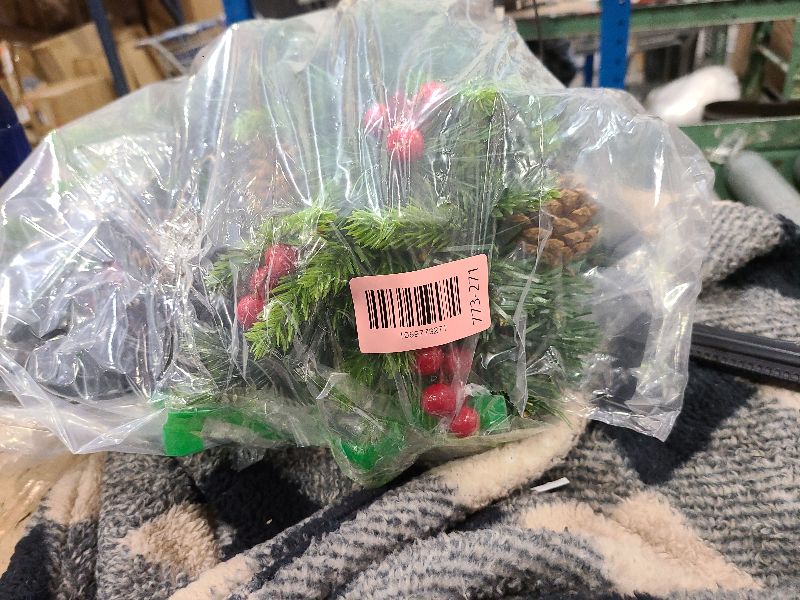 Photo 1 of 2 Pack 22 Inch Table top Christmas Tree with 60 LED Lights Timer, Realistic-Feel PE Artificial Small Christmas Trees Warm White Lights Pine Cones Red Berried, Xmas Mini Tree for Indoor Home Holiday