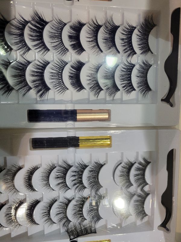 View 2 of 20 Kinds of 3D 5D Magnetic Eyelash Kit with Different Density, Magnetic Eyelashes with 4 Eyelash Glue and 2 Tweezers, for Women and Girls Natural Look No Glue Needed
