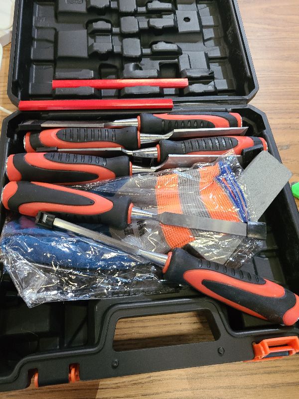 Photo 1 of 11 Piece Wood Chisels for Woodworking,Wood Chisel Sets Woodworking Tools Setwith Honing Guide, Sharpening Stone and Storage Case