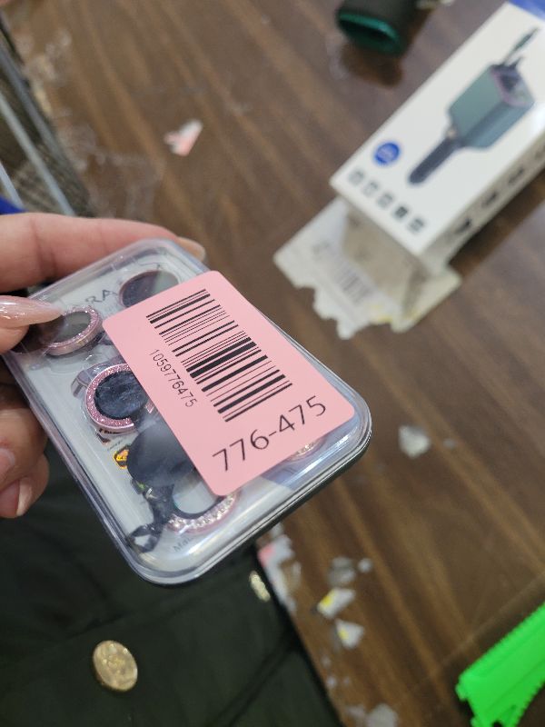 Photo 1 of AGVEE 3+3 6 Pack Camera Lens Protector Compatible with iPhone 15/15 Plus, Bling Diamond & Glitter Metal Ring 9H Tempered HD Glass Camera Protector Cover Film, Bling-Pink