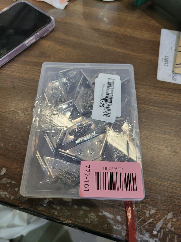 Photo 1 of 12 Pack Universal Stainless Steel Furniture Corner Connectors with Screws – Heavy Duty Triangular Brackets for Wood Furniture, Cabinets, Tables, Chairs, Drawers, and Shelving 84 Screws