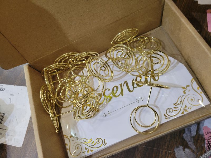 Photo 1 of 12 Pieces Elegant Reserved Signs For Wedding - Reserved Table Signs, Reserved Seating Signs, Double sided gold foil reserved card with bracket -Perfect for Wedding Events (Half circle white)