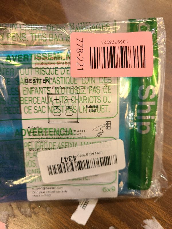 Photo 1 of [2 Pack] BESTTEN 2 Gang Duplex Metal Wall Plate with Protective Film, Standard Size, Corrosion-Resistant Stainless Steel Outlet and Switch Cover, Industrial Grade, Brushed Finish, Silver