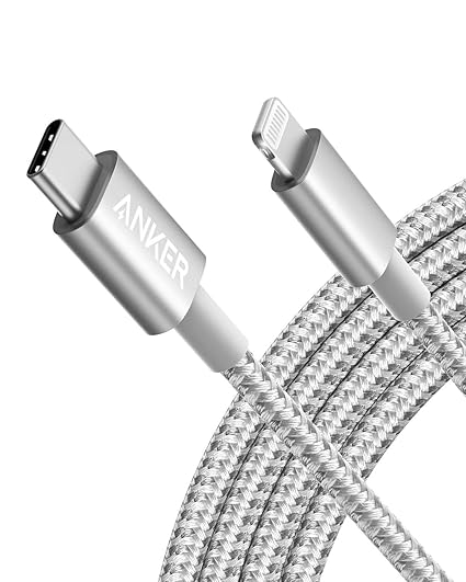 Photo 1 of Anker New Nylon USB C to Lightning Cable, Apple MFi Certified for iPhone 14 Series, and More (6FT,Silver)