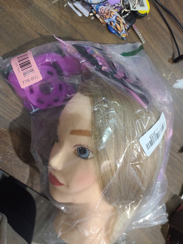 Photo 1 of 20" Mannequin Head with Hair - Cosmetology Manikin Practice Braiding Doll Head for Hair Styling, Training Head for Braiding Hairdressing for Kids