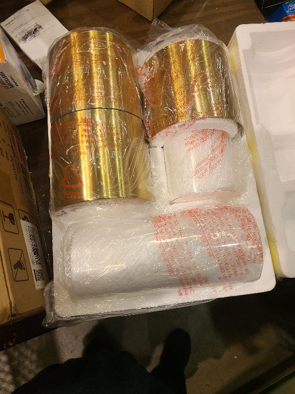 Photo 1 of 1 Light Hanging Indoor Kitchen Island Pendant Ceiling Light 6" Drum Glass Shade Fixture, Modern Farmhouse Dinning Room Over Sink (Clear GlassGold, 3 Pack)