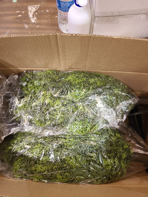 Photo 1 of 2 Pack 24”Artificial Topiary Ball Tree with Spike Soft Cypress Realistic Faux Cedar Pines Spring Trees UV Rated Fake Shrubs Plant for Pot Fillers Front Door Porch Indoor Outdoor Spring Summer Decor