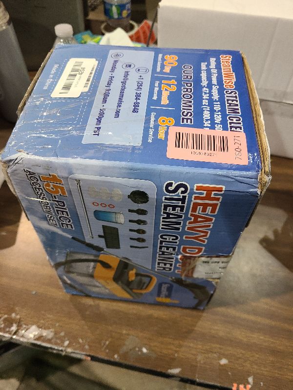 Photo 1 of 10S Fast Heating Heavy Duty Steam Cleaner 7 Adjustable Levels, 1.6 Quarts Tank, Continuous Spray, Natural Deep Cleaner, Portable Handheld Steamer with 15 Accessories for Home, Car, Tile (Yellow)