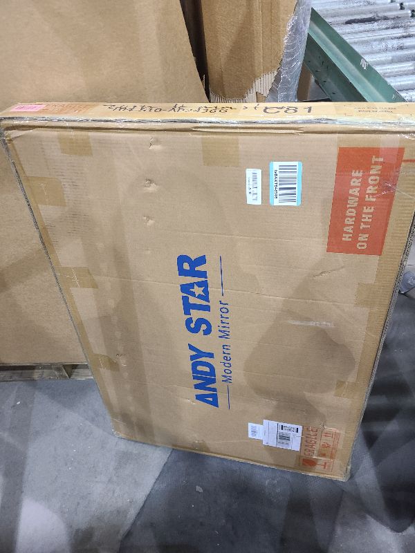 Photo 1 of ANDY STAR Brushed Gold Bathroom Mirror, Modern 24x36'' Rounded Scalloped Brass Mirrors with Notched Edges in 1 Inch Stainless Steel Frame Wall Mounted for Bathroom Vanity, Powder Room