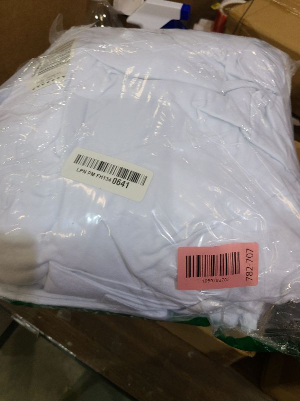 Photo 1 of Amazon Basics 4 Piece Comfortable Cotton Jersey Bed Sheet Set, Includes Soft Flat and Fitted Sheets, Pillowcase, Queen, White, Solid